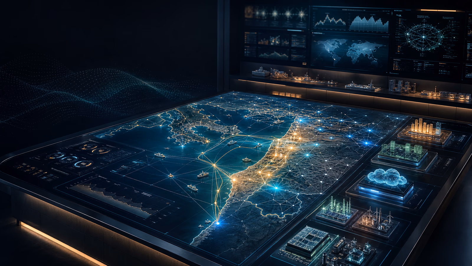 Strategic dependency decision surface with infrastructure, trade, compute, and capital allocation layers.